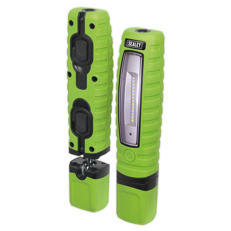 Sealey LED360G 360‚Äö√†√∂‚àö√°¬¨¬®‚Äö√†√ª 14 SMD LED & 3W SMD LED Hi-Vis Green Rechargeable Inspection Light