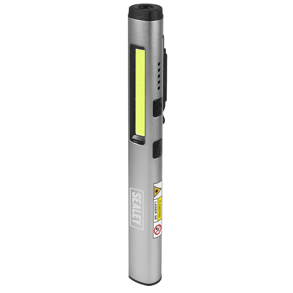 Sealey LED450UV Penlight Torch with UV 5W COB & 3W SMD LED with Laser Pointer Rechargeable