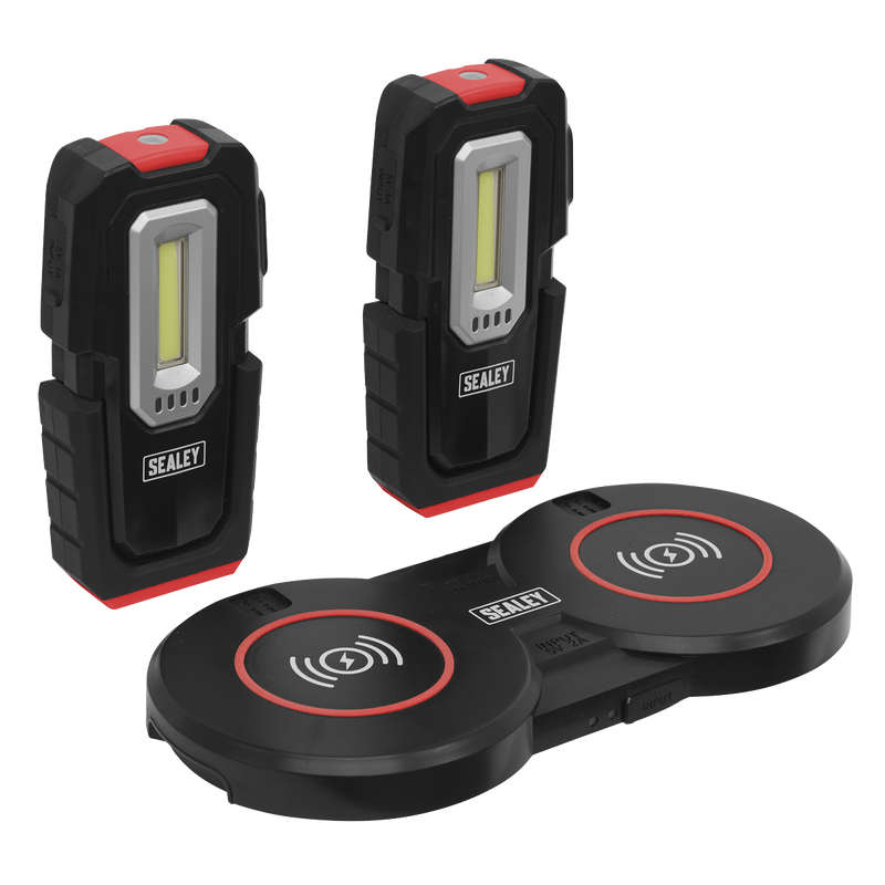 Sealey LEDWCBCOMBO3 3W & 1W COB LED Inspection Light (x2) & Double Wireless Charging Base