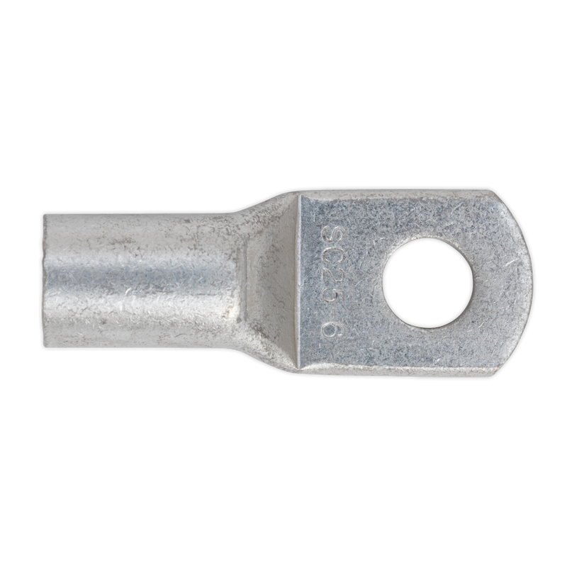 Sealey LT256 25mm_ x 6mm Copper Lug Terminal - Pack of 10