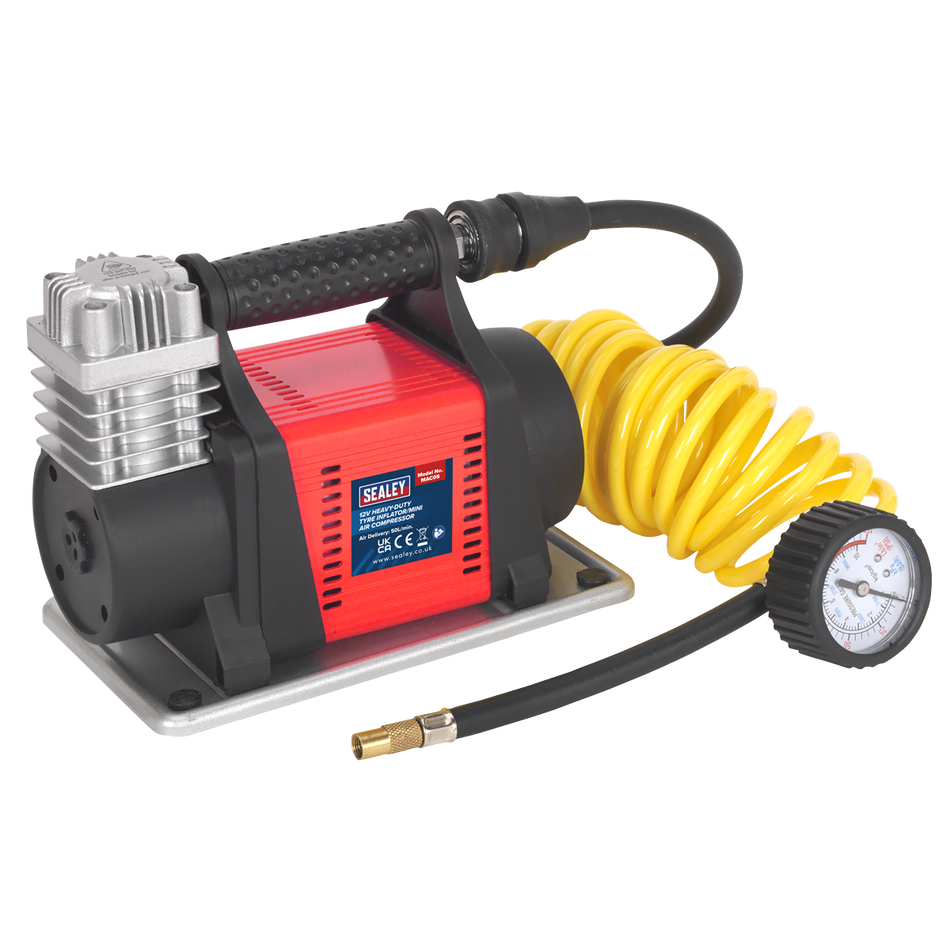 Sealey MAC05 12V Heavy-Duty Tyre Inflator/Mini Air Compressor