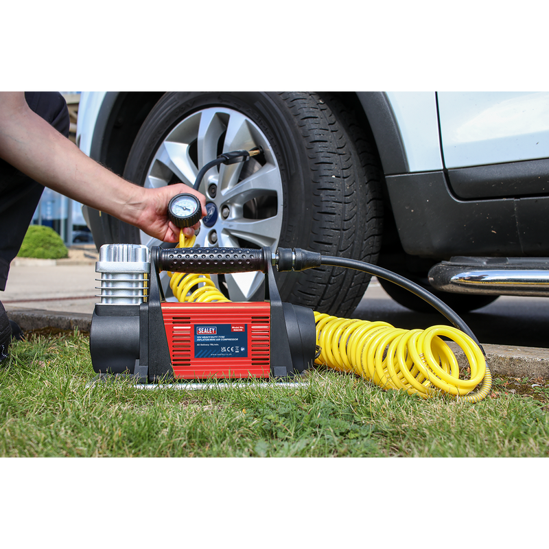 Sealey MAC06 12V Heavy-Duty Tyre Inflator/Mini Air Compressor