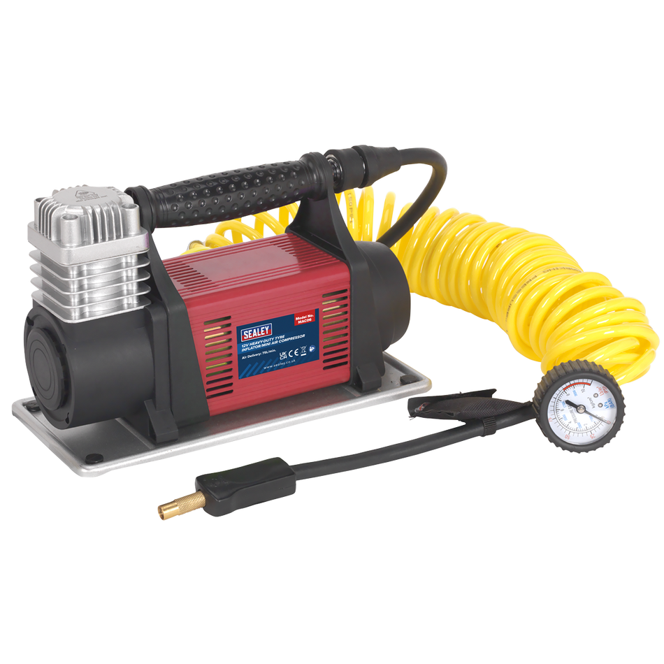 Sealey MAC06 12V Heavy-Duty Tyre Inflator/Mini Air Compressor
