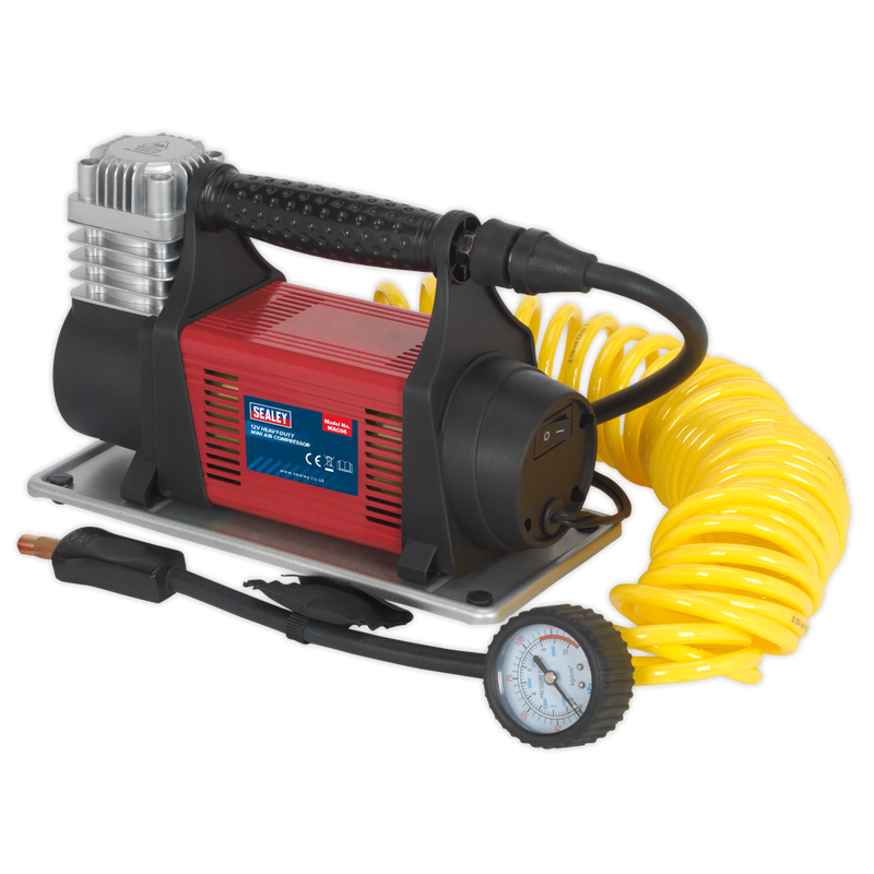 Sealey MAC06 12V Heavy-Duty Tyre Inflator/Mini Air Compressor