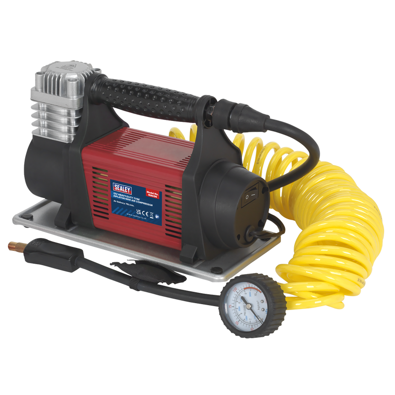 Sealey MAC06 12V Heavy-Duty Tyre Inflator/Mini Air Compressor