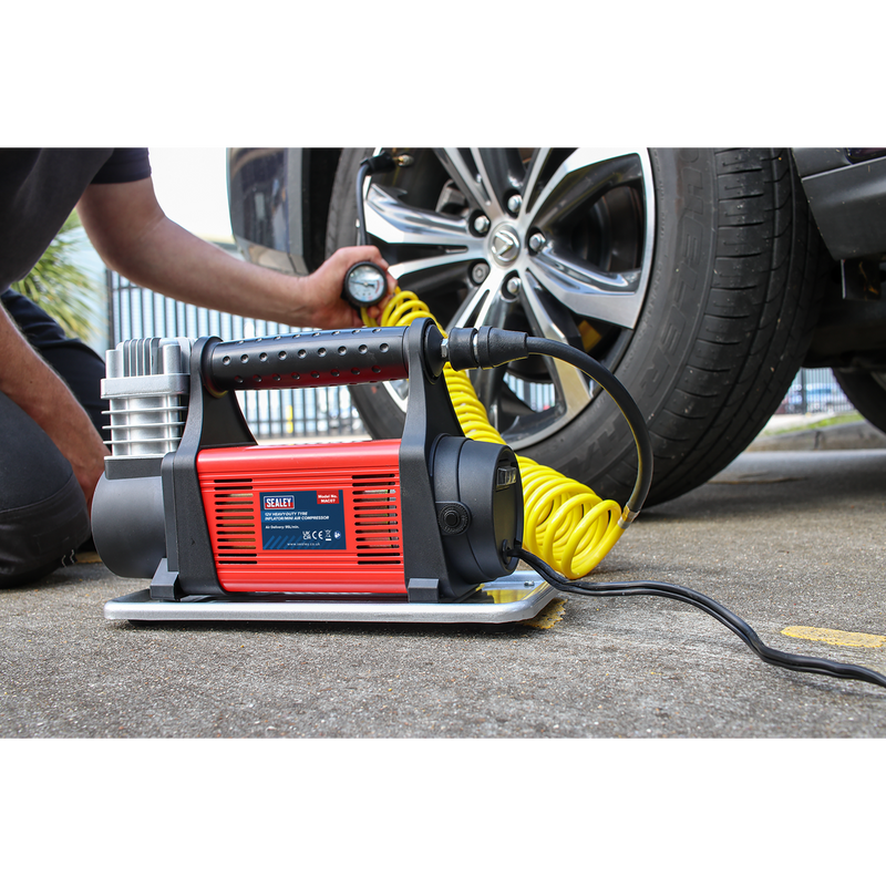 Sealey MAC07 12V Heavy-Duty Tyre Inflator/Mini Air Compressor