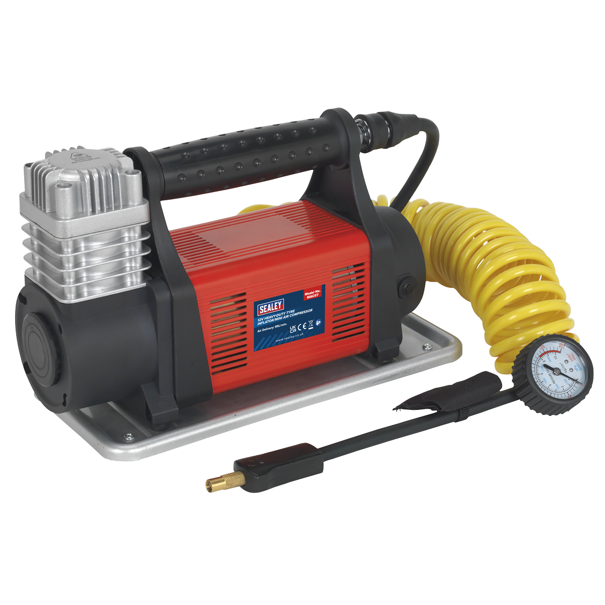 Sealey MAC07 12V Heavy-Duty Tyre Inflator/Mini Air Compressor