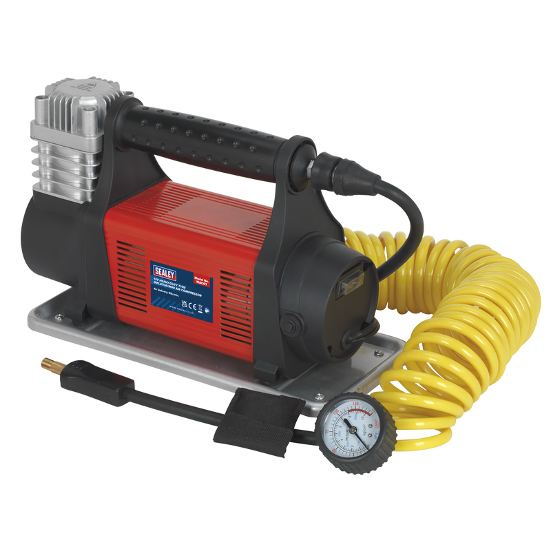 Sealey MAC07 12V Heavy-Duty Tyre Inflator/Mini Air Compressor
