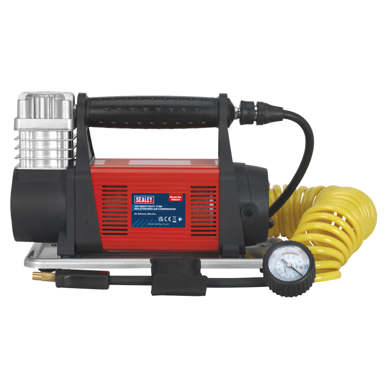 Sealey MAC07 12V Heavy-Duty Tyre Inflator/Mini Air Compressor