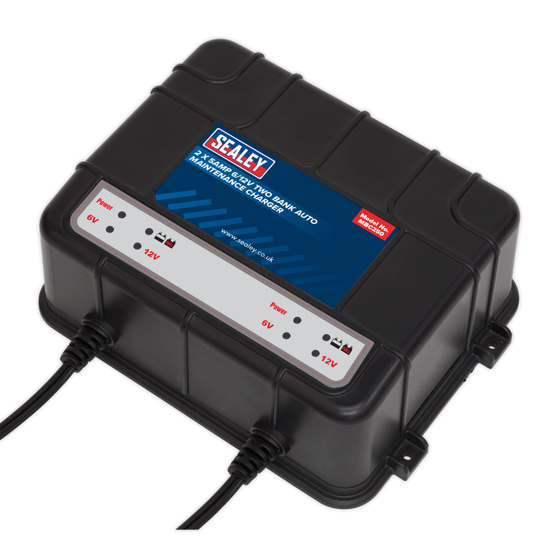 Sealey MBC250 10A (2 x 5A) 6/12V Two Bank Auto Maintenance Charger