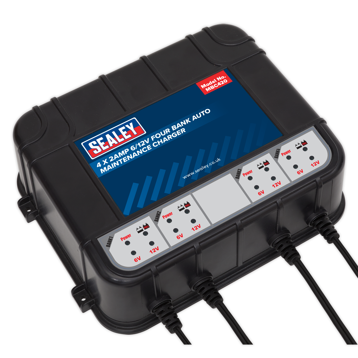 Sealey MBC420 8A (4 x 2A) 6/12V Four Bank Auto Maintenance Charger