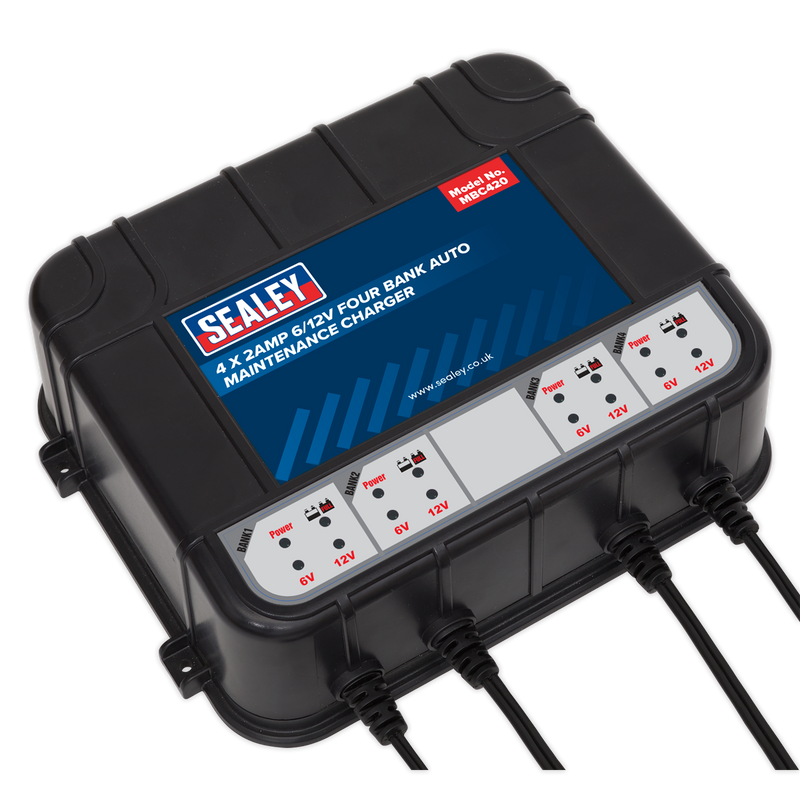 Sealey MBC420 8A (4 x 2A) 6/12V Four Bank Auto Maintenance Charger