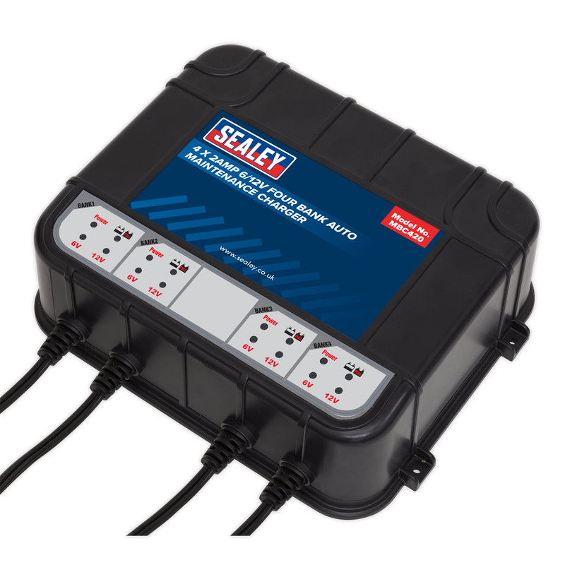 Sealey MBC420 8A (4 x 2A) 6/12V Four Bank Auto Maintenance Charger