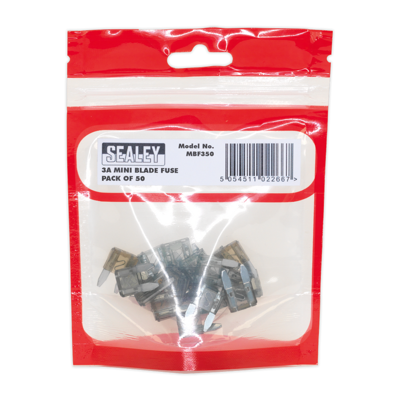 Sealey MBF350 3A Automotive MINI Blade Fuse - Pack of 50