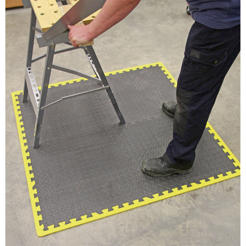 Sealey MIC1218Y3 1240 x 1825mm Interlocking EVA Foam Workshop Mat Set with Hi-Vis Edges