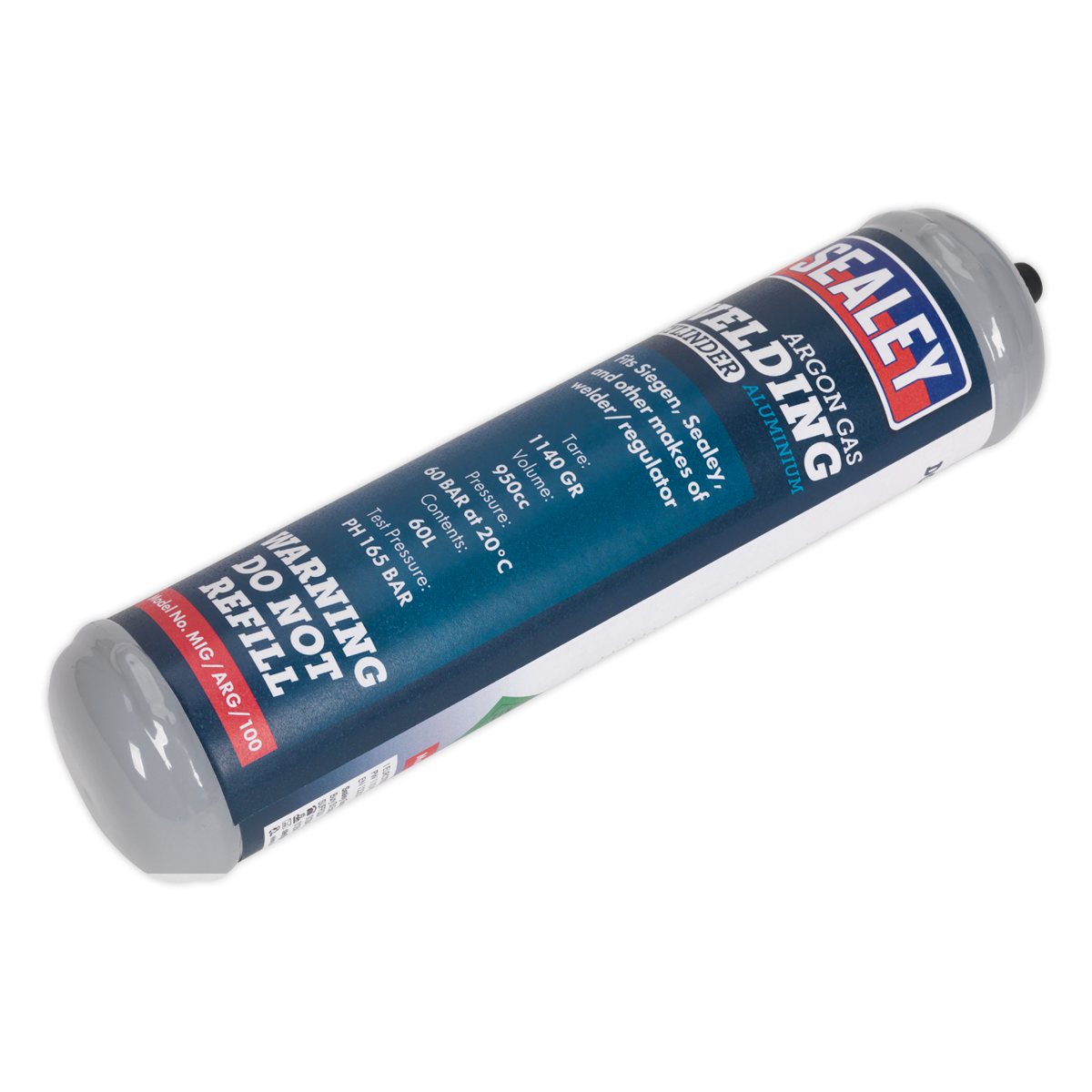 Sealey MIG/ARG/100 60L Disposable Gas Cylinder - Argon