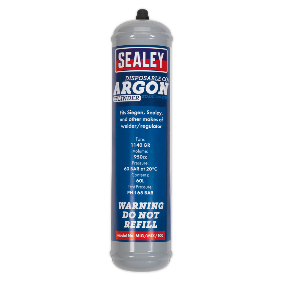 Sealey MIG/MIX/100 Gas Cylinder Disposable Carbon Dioxide/Argon 60L