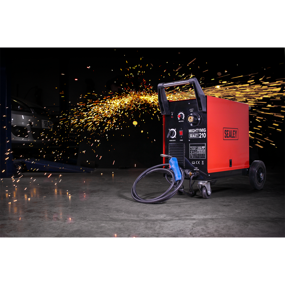 Sealey MIGHTYMIG210 210A Professional Gas/No-Gas MIG Welder with Euro Torch