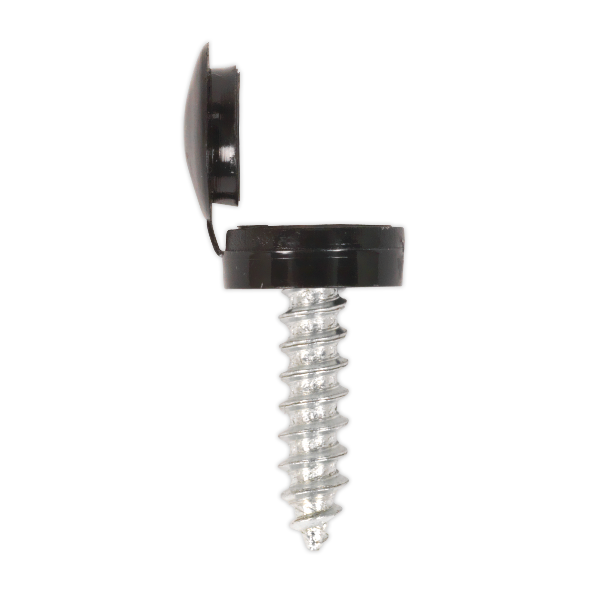 Sealey NPBK50 Black Numberplate Screw with Flip Cap 4.2 x 19mm - Pack of 50