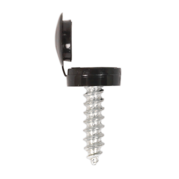 Sealey NPBK50 Black Numberplate Screw with Flip Cap 4.2 x 19mm - Pack of 50