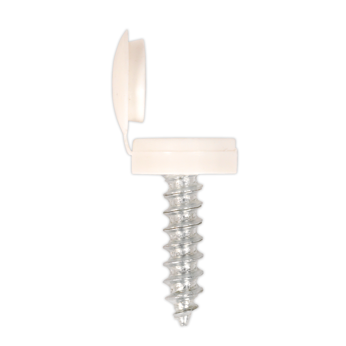 Sealey NPW50 White Numberplate Screw with Flip Cap 4.2 x 19mm - Pack of 50