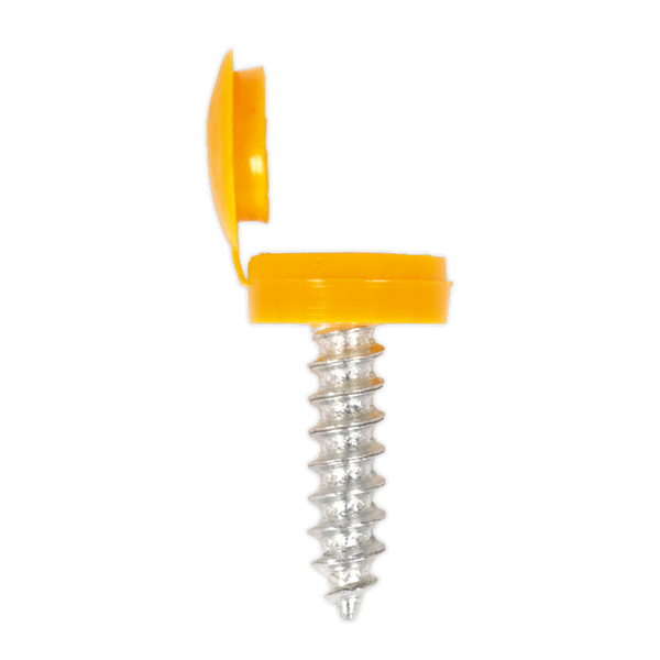 Sealey NPY50 Yellow Numberplate Screw with Flip Cap 4.2 x 19mm - Pack of 50