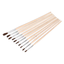 Sealey PB2 10pc Wooden Handled Touch-Up Paint Brush Assortment