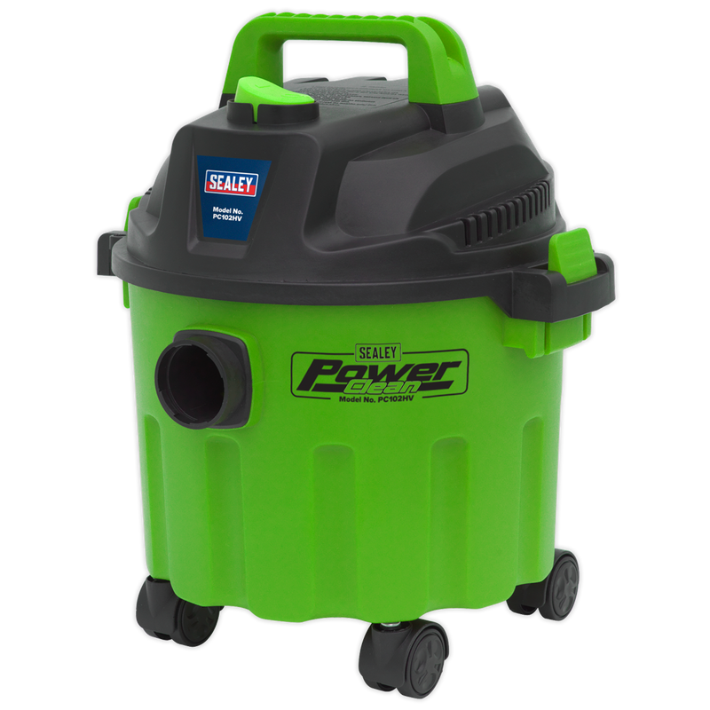 Sealey PC102HV 10L Wet & Dry Vacuum Cleaner 1000W/230V - Hi-Vis Green