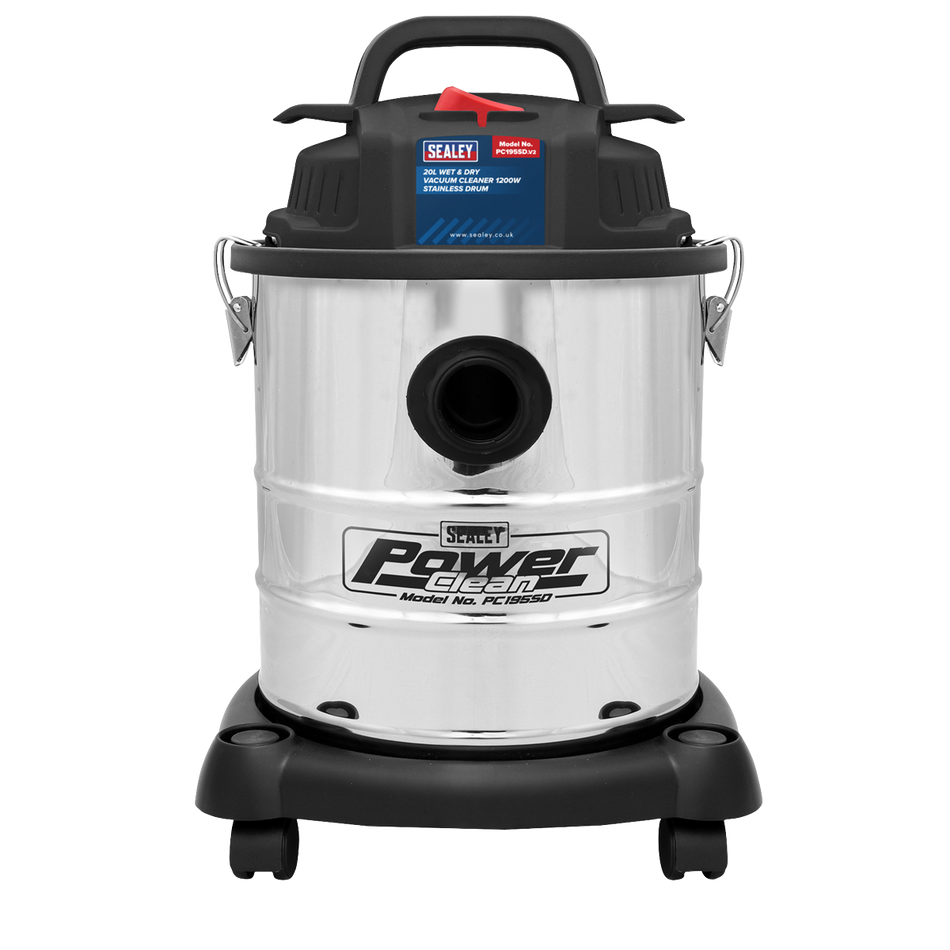 Sealey PC195SD 20L Wet & Dry Vacuum Cleaner 1200W Stainless Drum