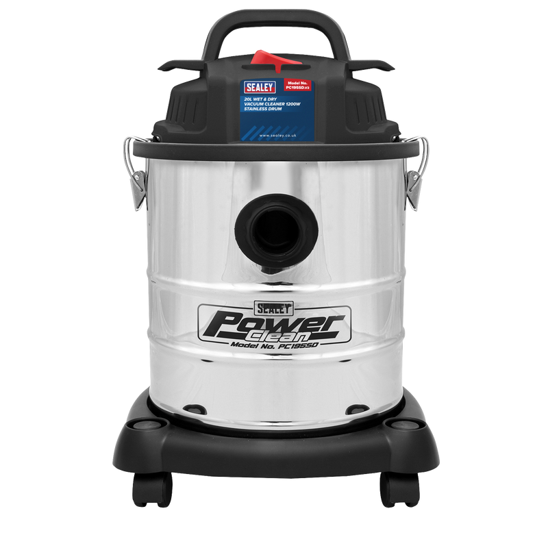 Sealey PC195SD 20L Wet & Dry Vacuum Cleaner 1200W Stainless Drum