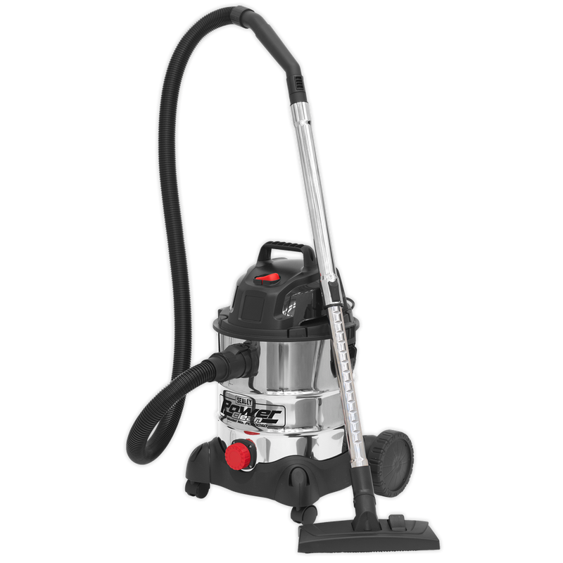 Sealey PC200SD 20L Wet & Dry Industrial Vacuum Cleaner 1250W Stainless Drum