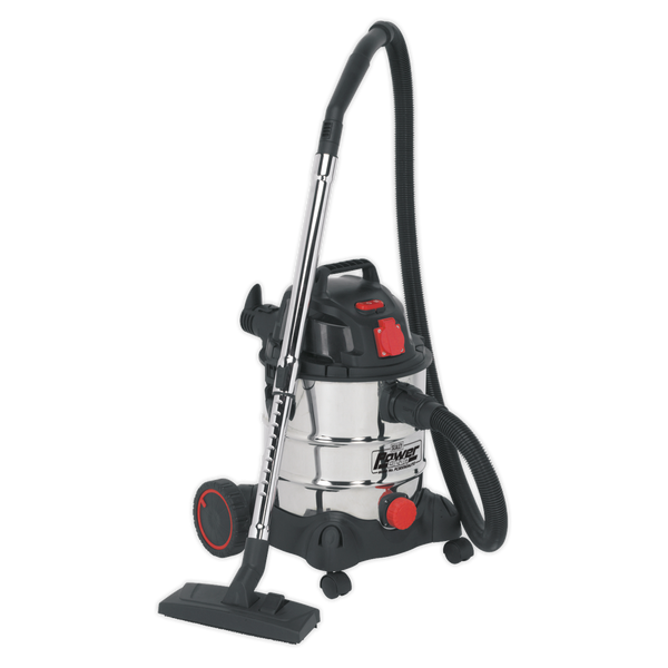Sealey PC200SDAUTO 20L Wet & Dry Industrial Vacuum Cleaner 1400W with Stainless Drum & Auto Start