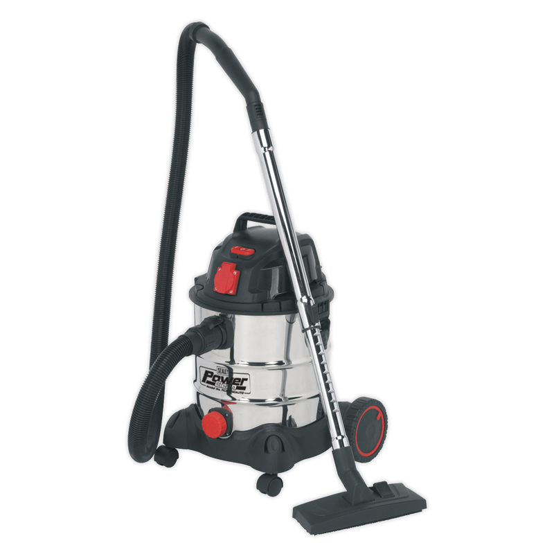 Sealey PC200SDAUTO 20L Wet & Dry Industrial Vacuum Cleaner 1400W with Stainless Drum & Auto Start