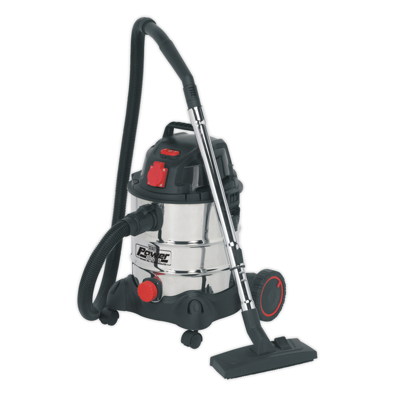 Sealey PC200SDAUTO 20L Wet & Dry Industrial Vacuum Cleaner 1400W with Stainless Drum & Auto Start