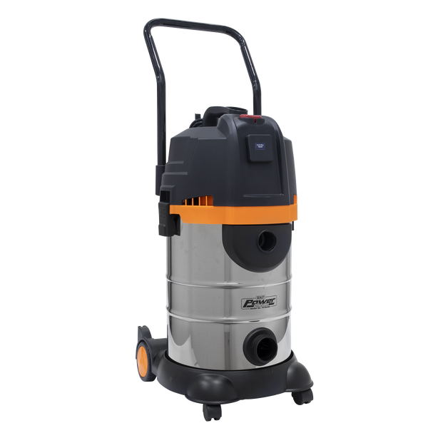 Sealey PC300BL 30L Bagless Wet & Dry Industrial Vacuum Cleaner 1200W Stainless Steel Drum