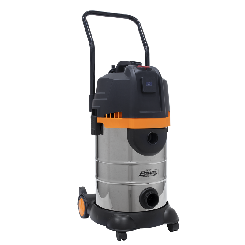 Sealey PC300BL 30L Bagless Wet & Dry Industrial Vacuum Cleaner 1200W Stainless Steel Drum