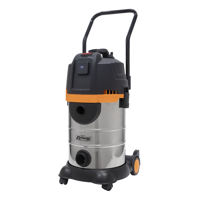Sealey PC300BL 30L Bagless Wet & Dry Industrial Vacuum Cleaner 1200W Stainless Steel Drum