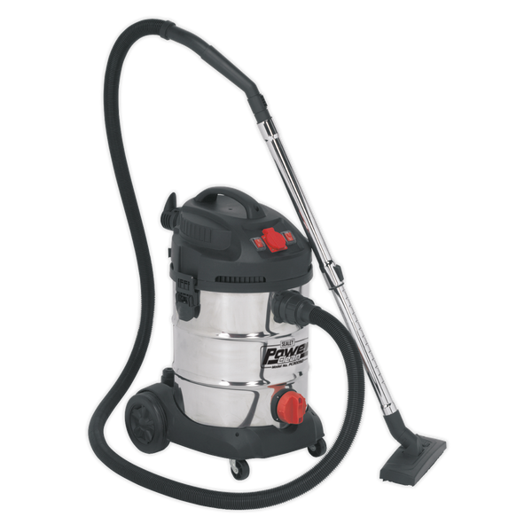 Sealey PC300SDAUTO 30L Wet & Dry Industrial Vacuum Cleaner 1400W with Stainless Drum & Auto Start
