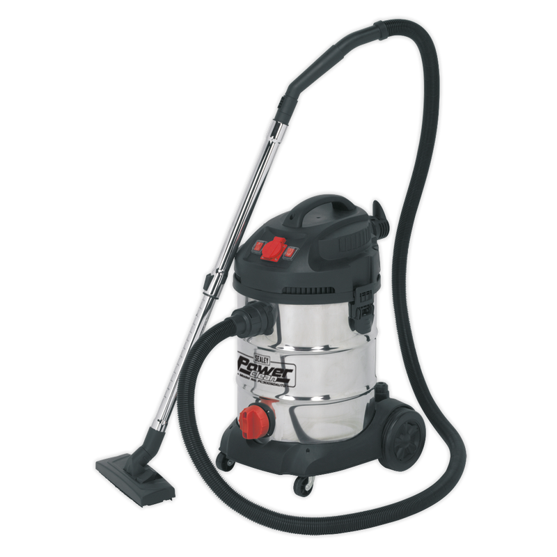Sealey PC300SDAUTO 30L Wet & Dry Industrial Vacuum Cleaner 1400W with Stainless Drum & Auto Start