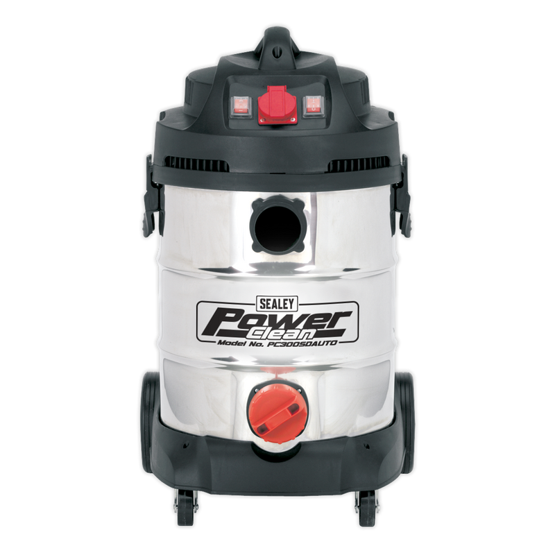 Sealey PC300SDAUTO 30L Wet & Dry Industrial Vacuum Cleaner 1400W with Stainless Drum & Auto Start