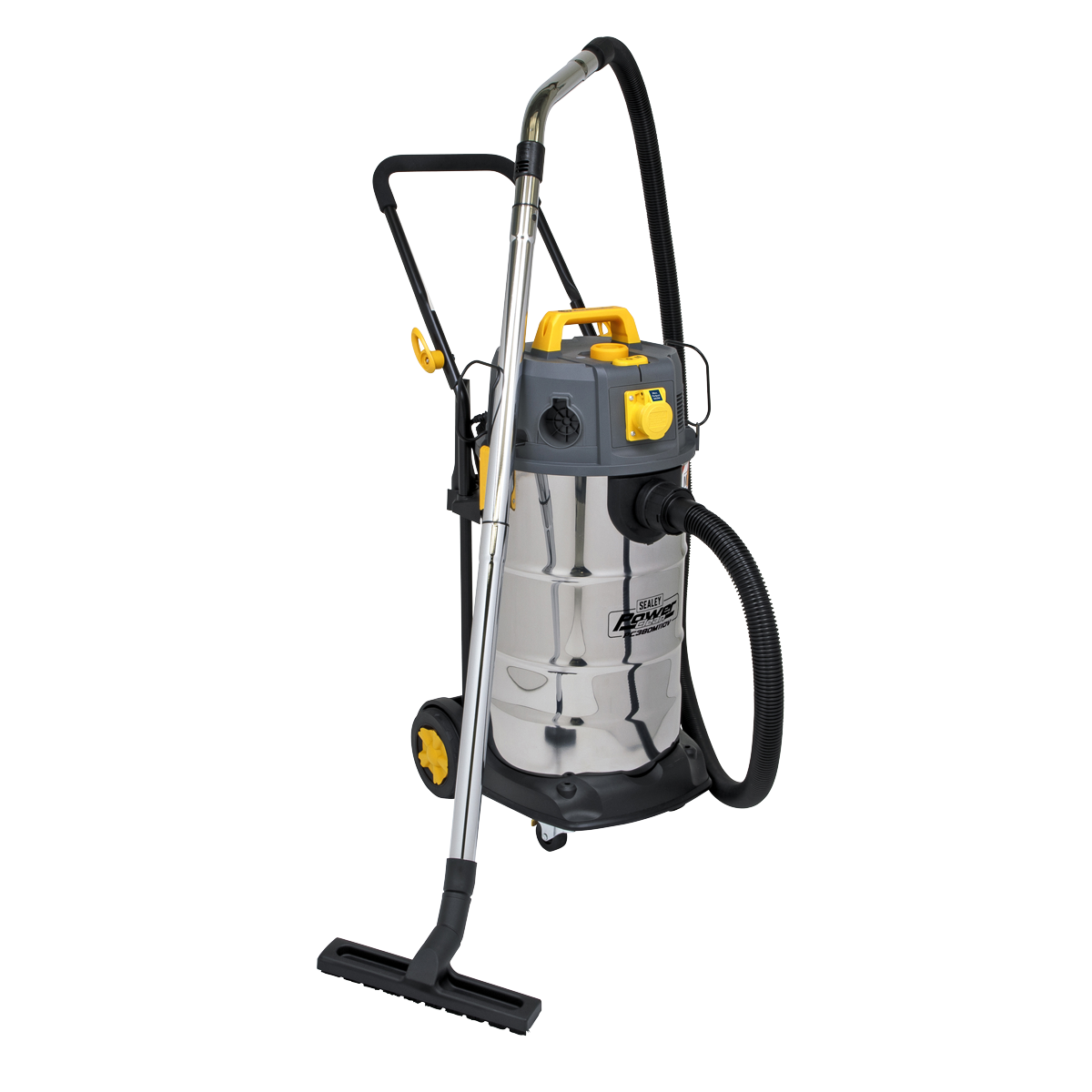 Sealey PC380M110V 38L Dust-Free Wet & Dry Industrial Vacuum Cleaner Stainless Steel Drum M Class Filtration