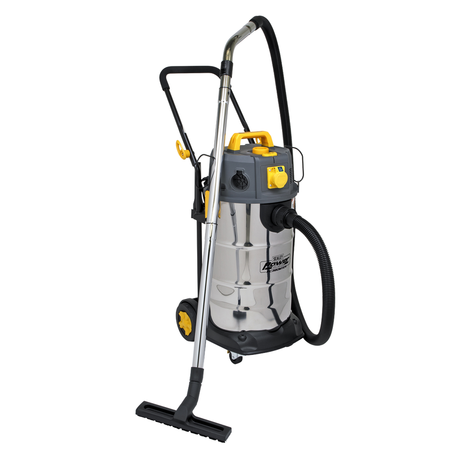 Sealey PC380M110V 38L Dust-Free Wet & Dry Industrial Vacuum Cleaner Stainless Steel Drum M Class Filtration