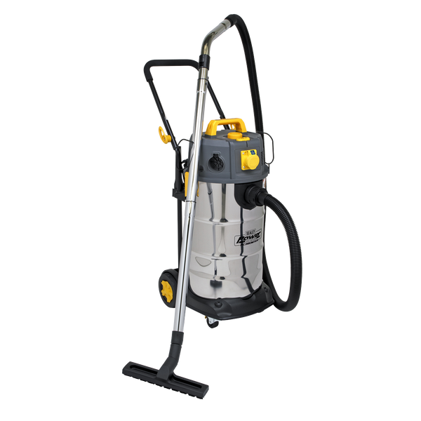 Sealey PC380M110V 38L Dust-Free Wet & Dry Industrial Vacuum Cleaner Stainless Steel Drum M Class Filtration