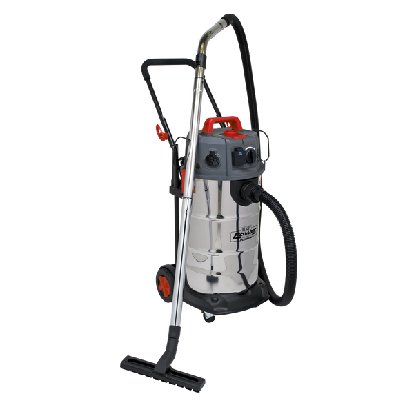 Sealey PC380M 38L Dust-Free Wet & Dry Industrial Vacuum Cleaner Stainless Steel Drum M Class Filtration