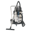 Sealey PC477 77L Wet & Dry Industrial Vacuum Cleaner 2400W Stainless Steel Drum with Swivel Emptying