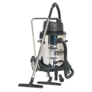 Sealey PC477 77L Wet & Dry Industrial Vacuum Cleaner 2400W Stainless Steel Drum with Swivel Emptying