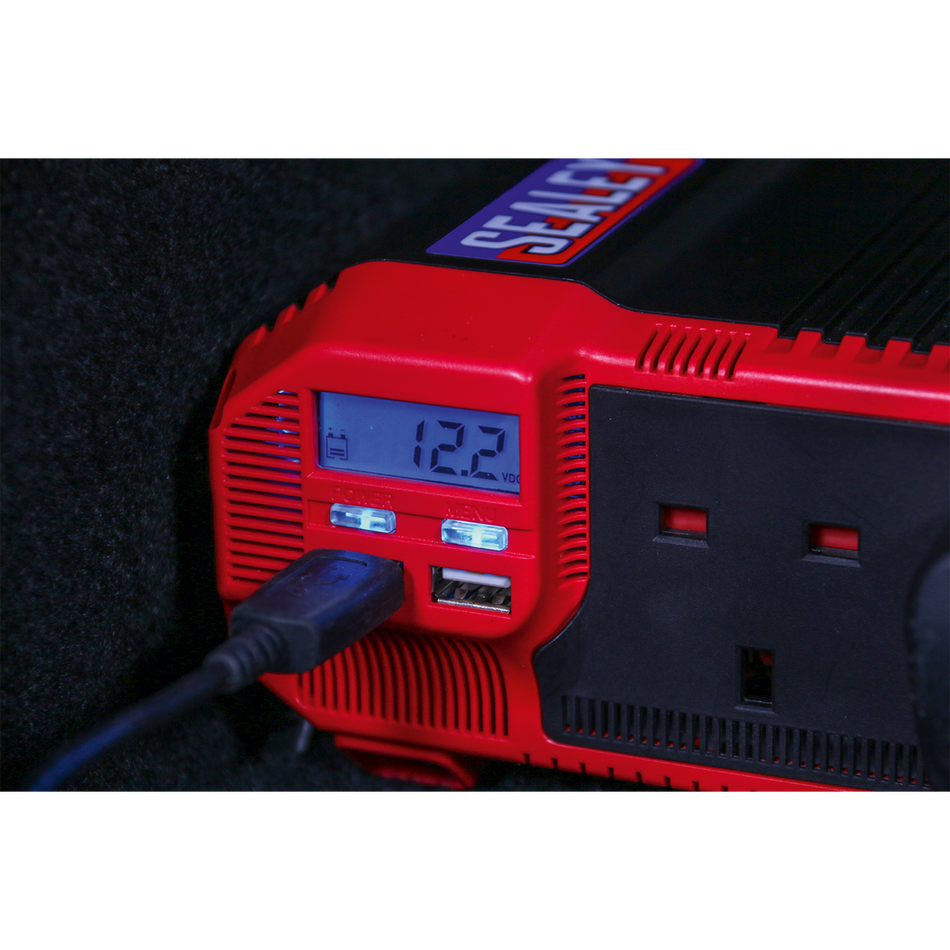 Sealey PI1500 1500W Power Inverter Modified Sine Wave 12V DC - 230V ~ 50Hz