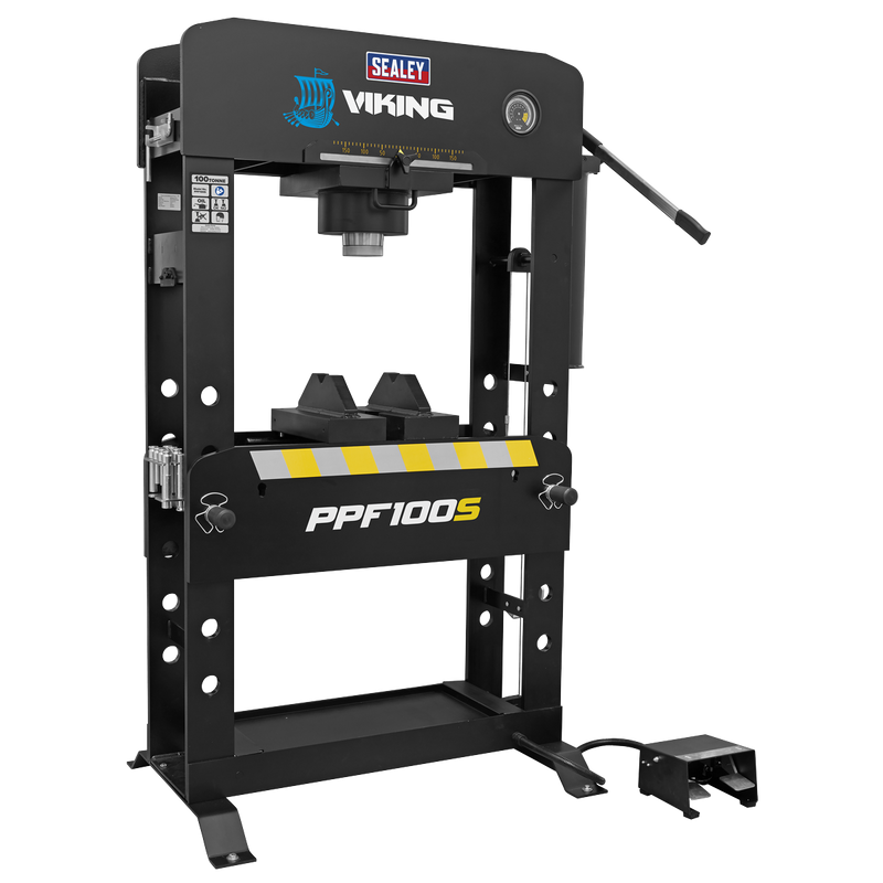 Sealey PPF100S Viking Air/Hydraulic Press 100 Tonne Floor Type with Sliding Ram and Foot Pedal