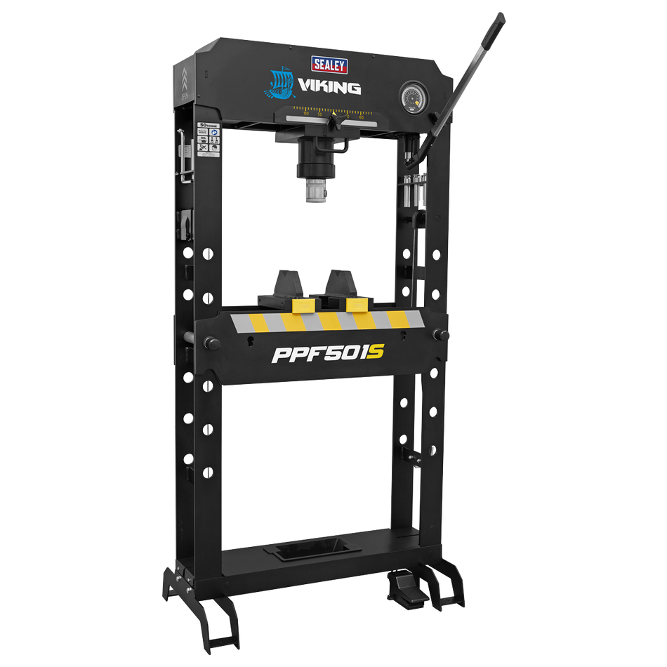 Sealey PPF501S Viking Air/Hydraulic Press 50 Tonne Floor Type with Sliding Ram and Foot Pedal