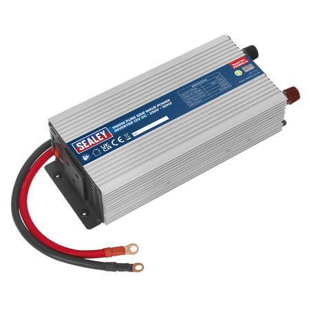 Sealey PSI1000 1000W Pure Sine Wave Power Inverter 12V DC - 230V ~ 50Hz
